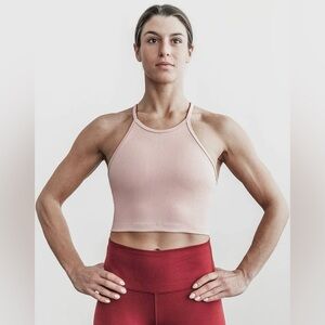 NOBULL Light Pink Ribbed Athletic Cropped Tank Top